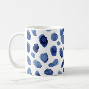 Handgemalte, blaue Aquarellsteine. Kaffeetasse