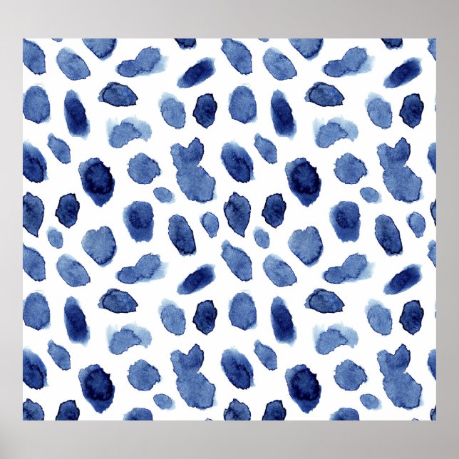Handgemalte, blaue Aquarellsteine. Poster (Vorne)