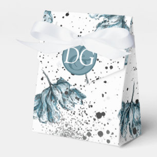 Handgemalte blaue Monogram-Floral Geschenkschachtel
