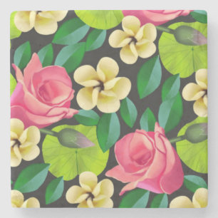 Handgemalte Blume Design-67459 Steinuntersetzer
