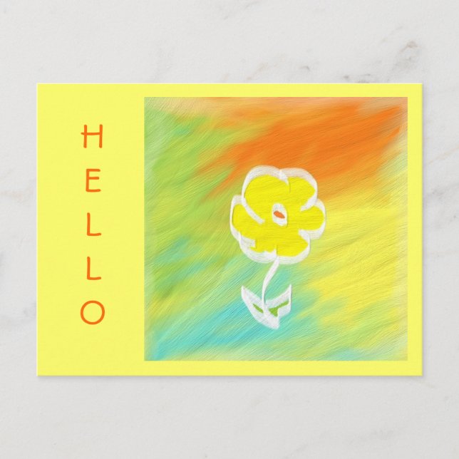 Handgemalte Blume Hallo Postkarte (Vorderseite)