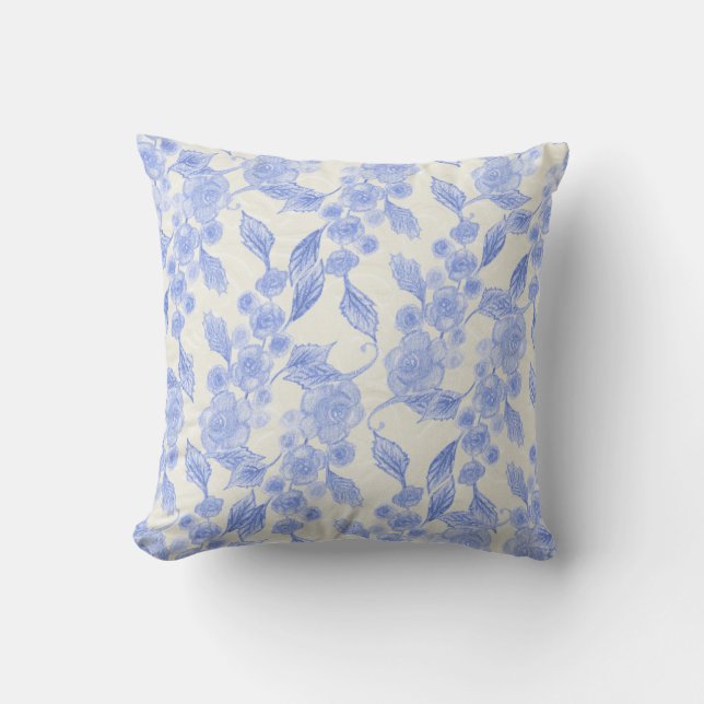 Handgemalte Blume Kissen (Vorderseite)