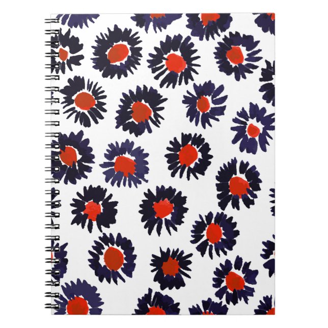 Handgemalte Blume, rot und blau. Notizblock (Vorderseite)
