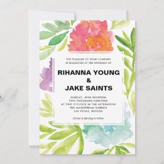 Handgemalte Blume zum Hochzeitsempfang Einladung