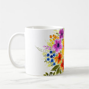 Handgemalte Blumen, leuchtendes Wasserfarbenbouque Kaffeetasse