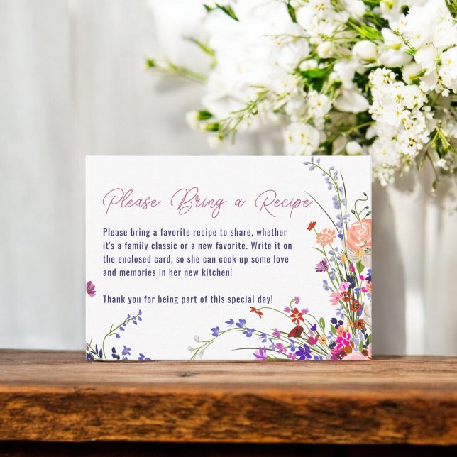 Handgemalte Blumenbridale bringen Rezept Begleitkarte (Hand Painted Floral Bridal bring a Recipe Enclosure Card)