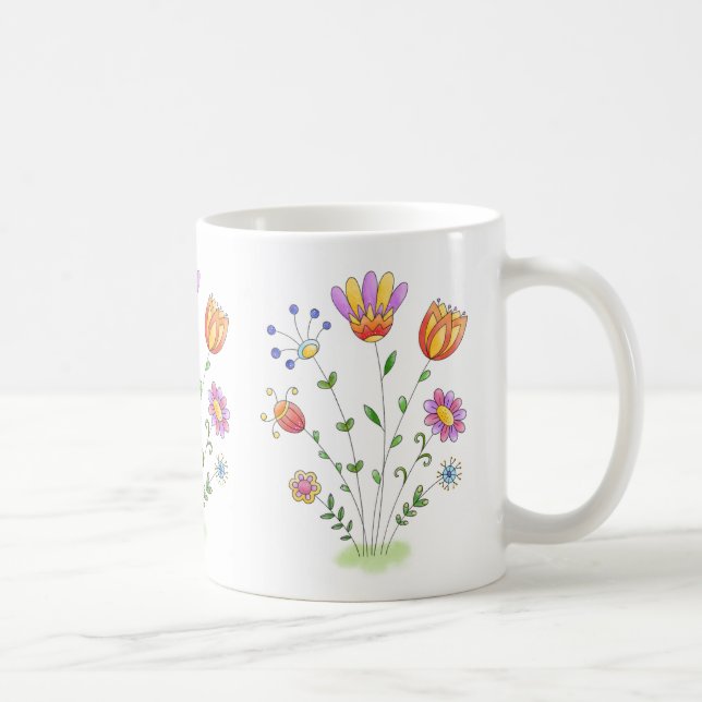 Handgemalte Blumenmoderner Watercolor Kaffeetasse (Rechts)