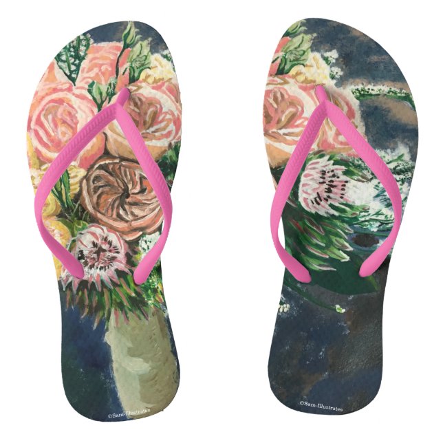 Handgemalte Blumenstrauß Frauen Flip Flops (Fußbett)