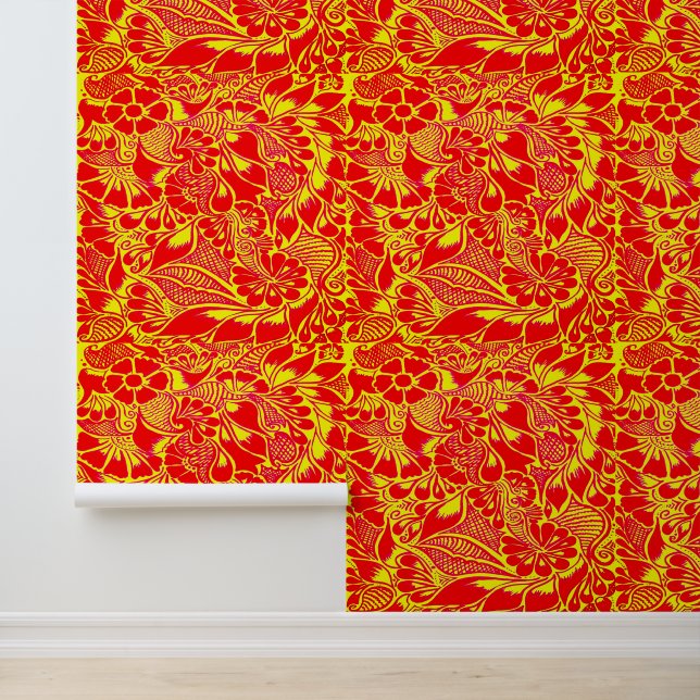 Handgemalte Blütenblätter Henna Peel and Stick Tapete (Anwendung)