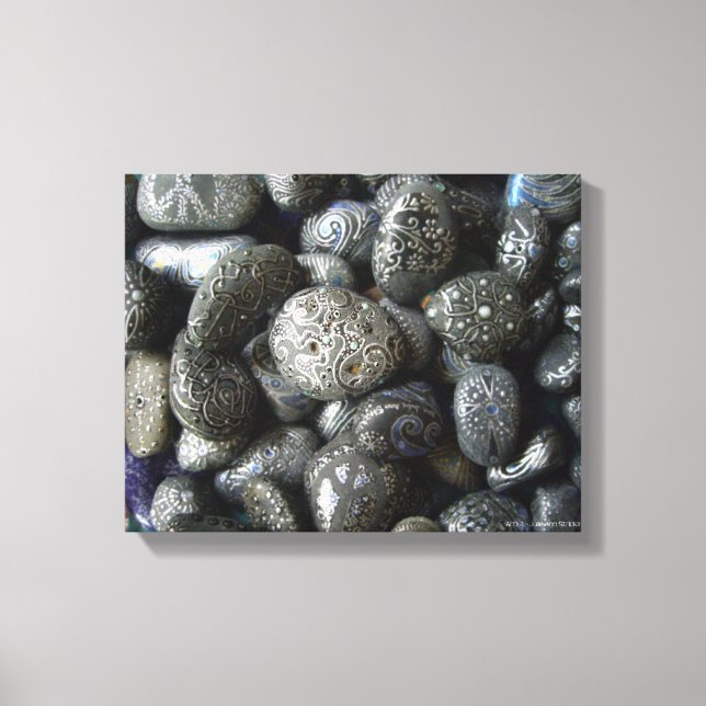 Handgemalte Boho Rocks von Julie Ann Stricklin Leinwanddruck (Vorderseite)