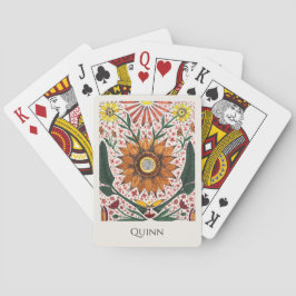 Handgemalte botanische Symmetrie mit Namen Spielkarten