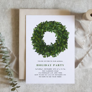 Handgemalte Boxwood Wreath Holiday Party Einladung