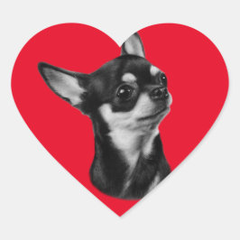 Handgemalte Chihuahua-Portrait Herz-Aufkleber