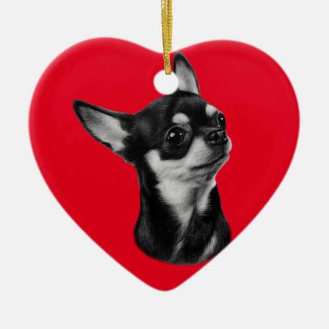 Handgemalte Chihuahua-Portrait Keramikornament (Vorne)