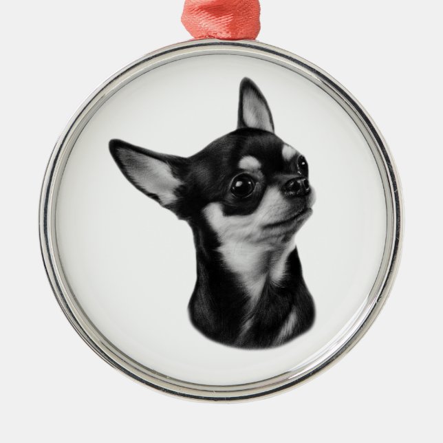Handgemalte Chihuahua-Portrait Ornament Aus Metall (Vorne)