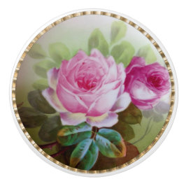 Handgemalte China Aussehen Rosa Rosen Blumenantik Keramikknauf