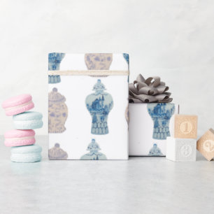 Handgemalte Chinoiserie Blue Ginger Jar Wrapping  Geschenkpapier