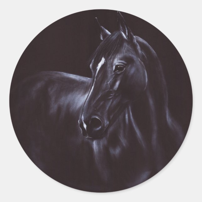 Handgemalte Equine Art Runder Aufkleber (Vorderseite)
