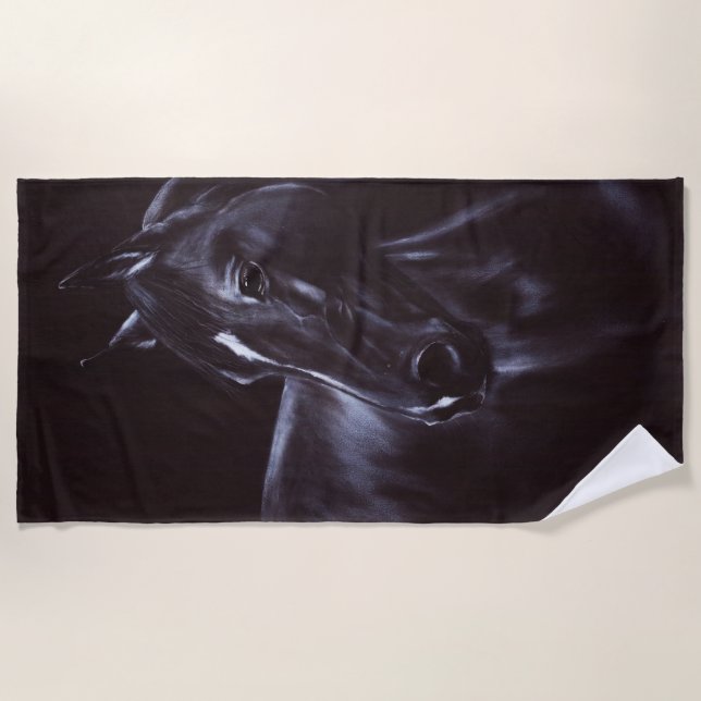 Handgemalte Equine Art Strandtuch (Vorderseite)