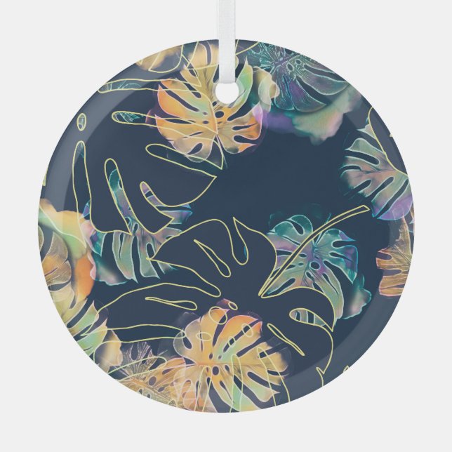 Handgemalte exotische Blätter: nahtlos. Ornament Aus Glas (Vorderseite)