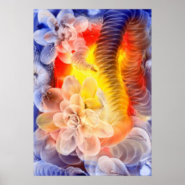 Handgemalte Fantasie-Blumenkunst Leuchtende Abstra Poster