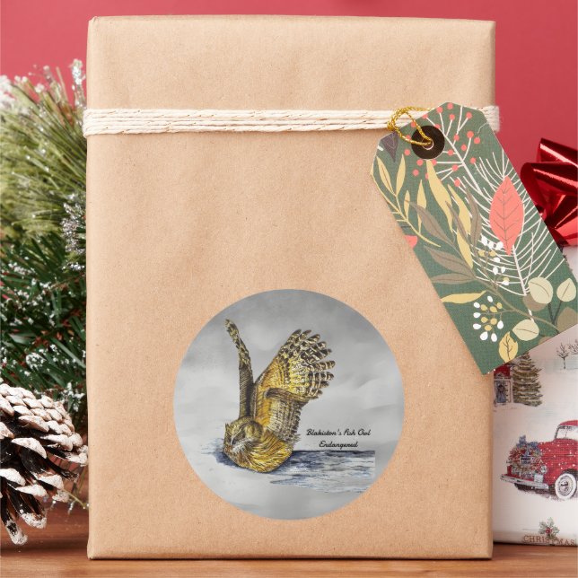 Handgemalte, gefährdete Fischschüssel Runder Aufkleber (Feiertag)