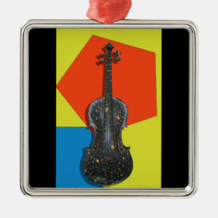 Handgemalte Geige Silbernes Ornament