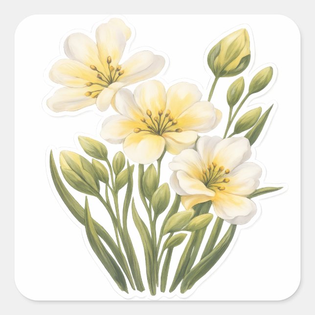 Handgemalte gelbe Blumen Aufkleber (Vorderseite)