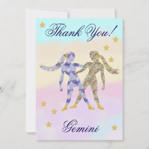Handgemalte Gemini-Geburtstags-Danksagung Dankeskarte