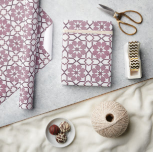 Handgemalte geometrische bordeauxrote, marokkanisc geschenkpapier