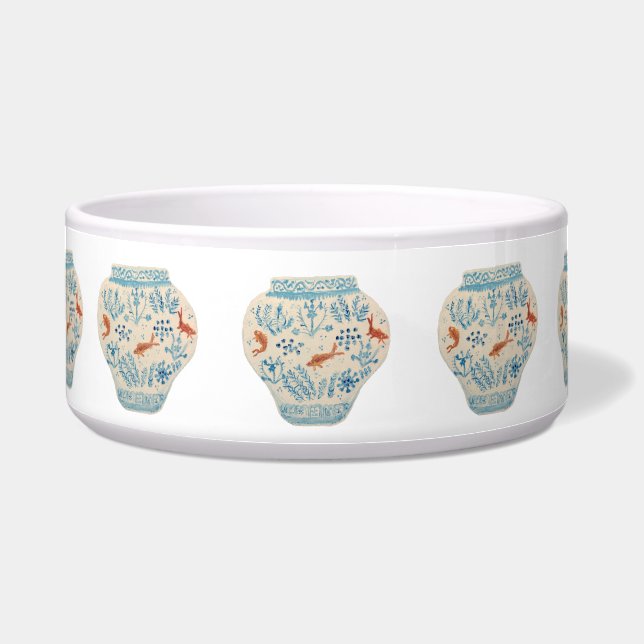 Handgemalte Ginger Jar Dog Bowl Napf (Vorderseite)