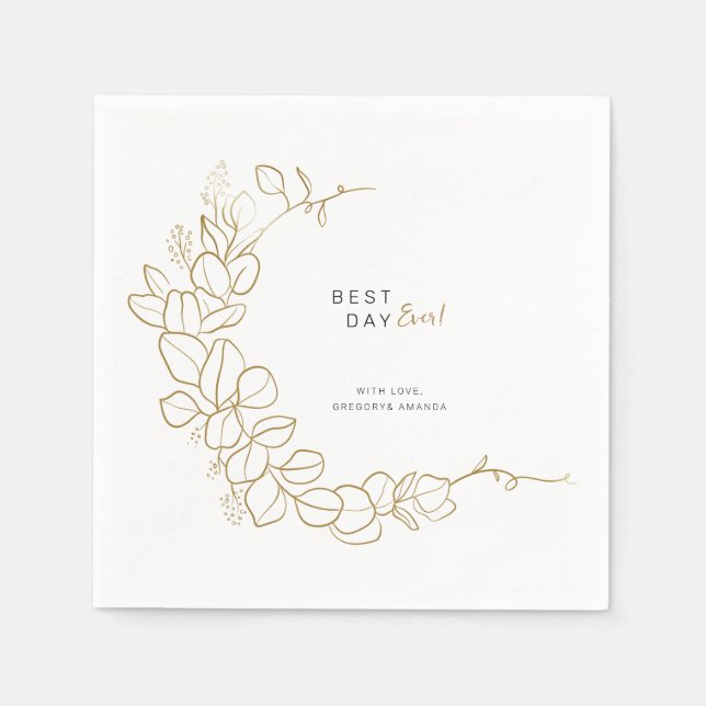 Handgemalte Gold-Blätter für die Hochzeit Serviette (Vorderseite)