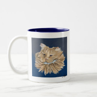 Handgemalte Gold-Tabby-Kat-Printwerbung auf Basis- Zweifarbige Tasse