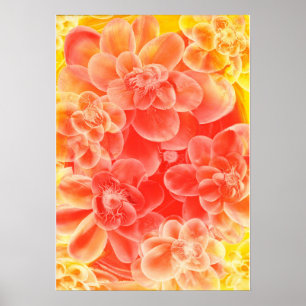Handgemalte Gouache-Blumen in warmen Sonnenunterga Poster