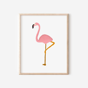 Handgemalte Gouache-Tropenflamingo-Kunst Poster