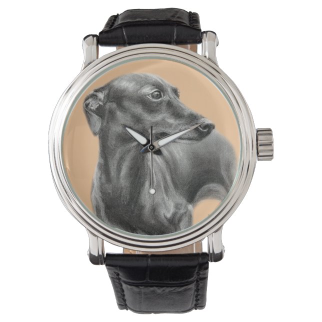 Handgemalte Greyhound-Acrylwand-Uhr Armbanduhr (Vorderseite)