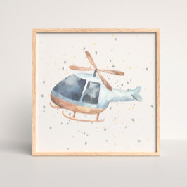 Handgemalte Helikopter Baby Boy Kinderzimmer Poste Poster