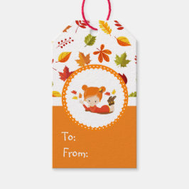 Handgemalte Herbst-Adorable-Girl Geschenkanhänger