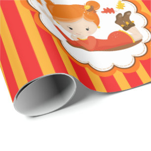 Handgemalte Herbst-Adorable-Girl Geschenkpapier