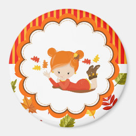 Handgemalte Herbst-Adorable-Girl Magnet