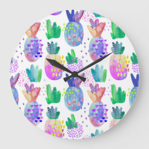 Handgemalte HerbstBlume, nahtlos. Große Wanduhr