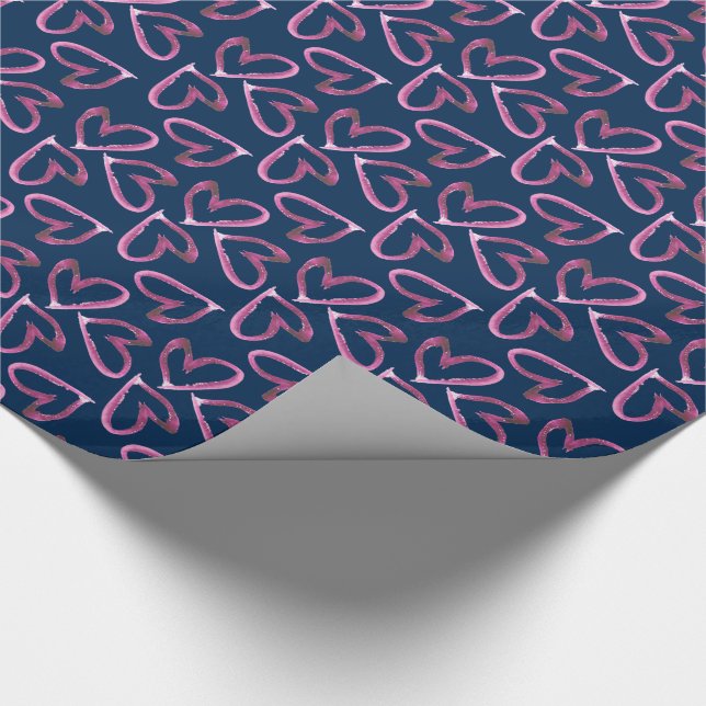 Handgemalte Herzen klein Geschenkpapier (Ecke)