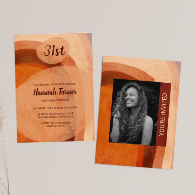 Handgemalte Hintergrundfarbe Foto Geburtstag Einladung (Von Creator hochgeladen)