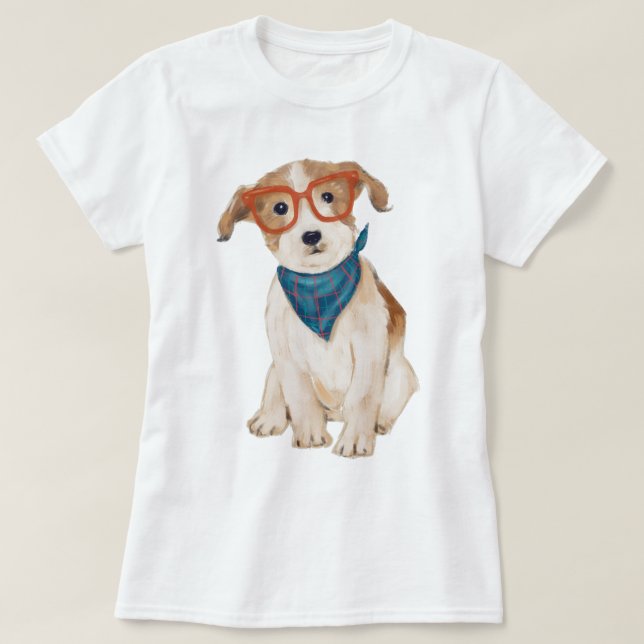 Handgemalte Hipster Jack Russell Terrier Dog T-Shirt (Design vorne)