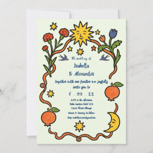 Handgemalte Hochzeits-Einladung Einladung