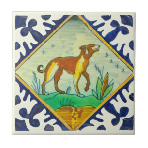 Handgemalte Hunde Delft Reproduction Fliese