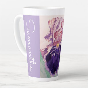 Handgemalte Iris Schwertlilien Blume Floral Wasser Milchtasse