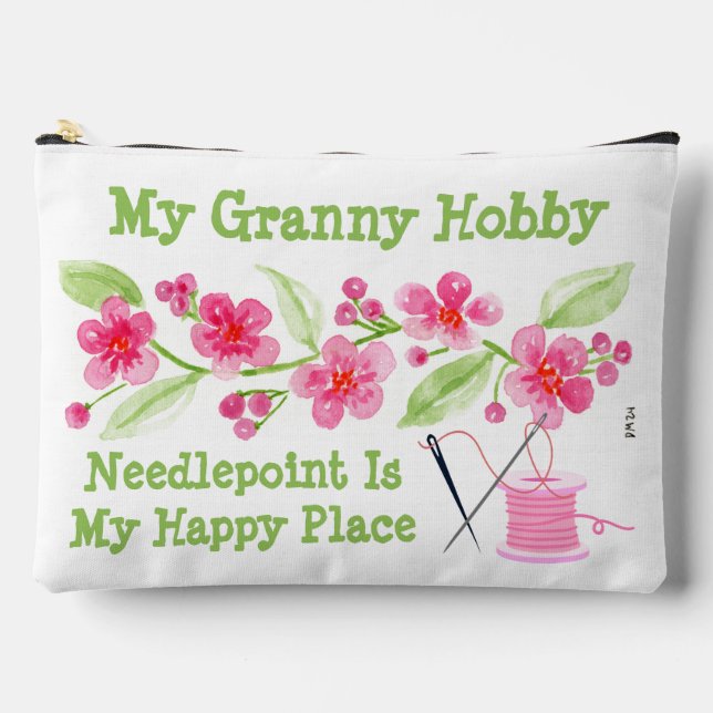 Handgemalte Kirschblüten G Needlepoint Zippered Zubehörtasche (Vorderseite)