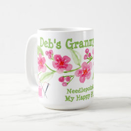 Handgemalte Kirschblüten Granny Needlepoint Kaffeetasse