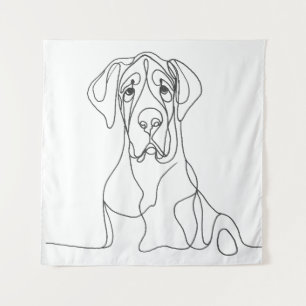Handgemalte Kunst der Great Dane Line Wandteppich